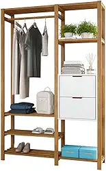 Estante Arara Para Roupas Com Prateleira E Cabideiro Em Madeira