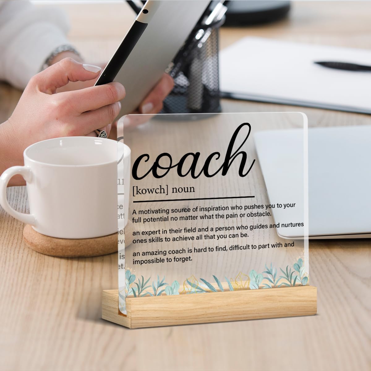 Coach Gifts for Women Men, Gift for Trainer Coach Definition Clear Acrylic Desk Decorative Sign for Home Office, 4 x 4 Inches - Image 4