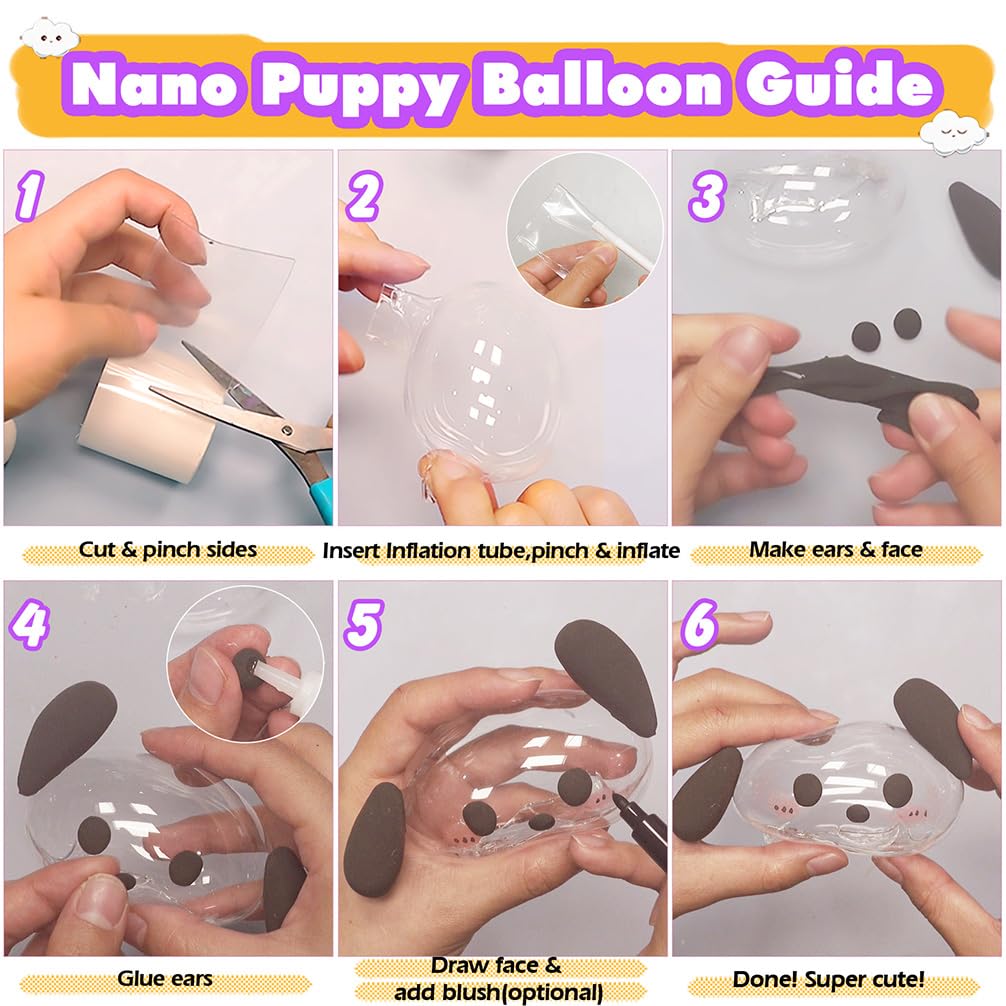 FUNSHOWCASE Nano Tape Bubble Kit with Clay, Marker, 6-Design Guide Squishy Maker Set