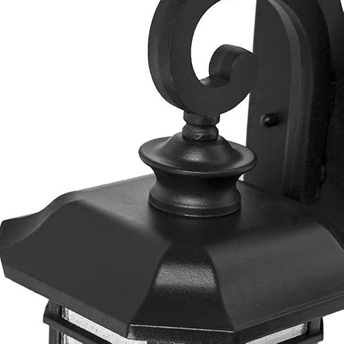 Miniatura 27 de Emliviar Luces de Farol de Pared para Exteriores, Lámpara de Aplique de Pared Exterior de 1 Luz, Acabado Negro con Vidrio Granulado Transparente,