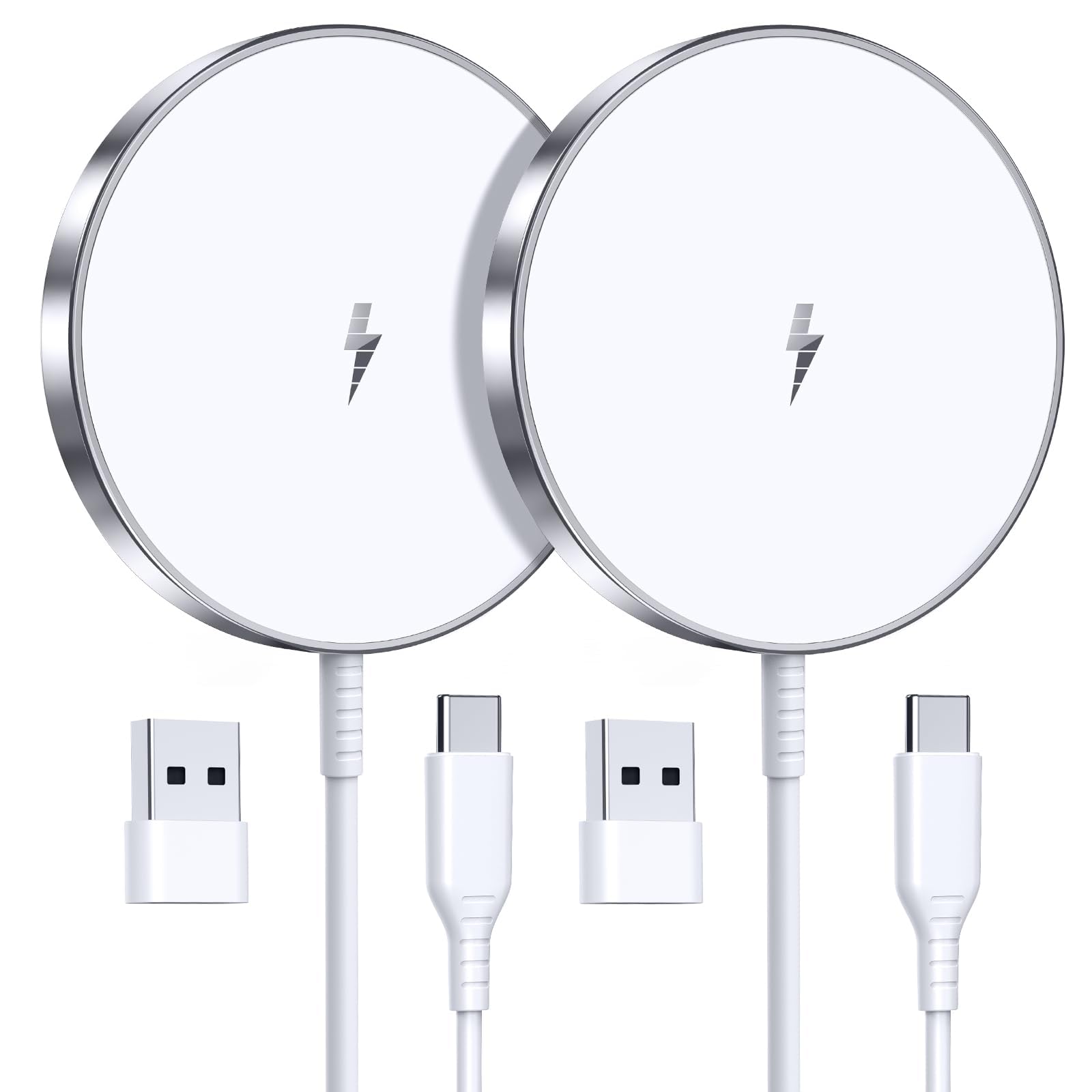 Magnetic Wireless Charger 15W Fast Charger for Cell Phone 16 Pro Max/17 Pro/17 Plus/17/16/15/14/13/12 Series 2 Pack Charging Pad for AirPods 3/2/Pro 2/Pro Mag-Safe Original Replacement