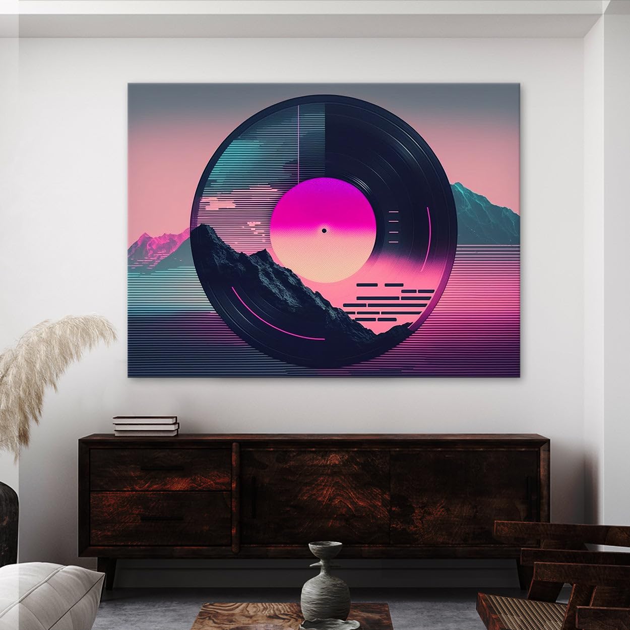 Sense Canvas Vaporwave Vintage Vinyl 63 Leinwandkunst, Heimdekoration, Wandkunstdruck, Poster, Gemälde, mittelgroß, 24 x 18 / 3,8 cm