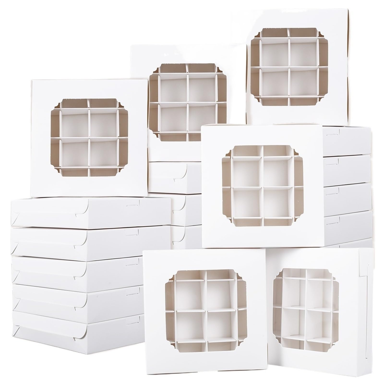XPJYUA Bakery Boxes with Clear Window 20Pcs Cupcake Boxes Clear Window Cake Holder Carrier Holiday Parties Bakeries Baking Supplies