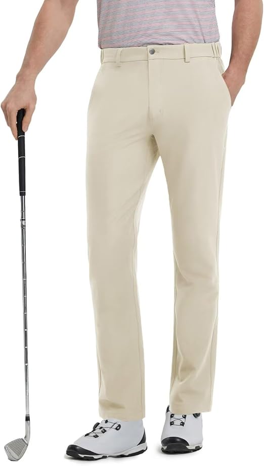 Mens Golf Pants Stretch 30"/32"/34" Water-Resistant Lightweight Stretch Casual Flat Front Dress Pants with 5 Pockets