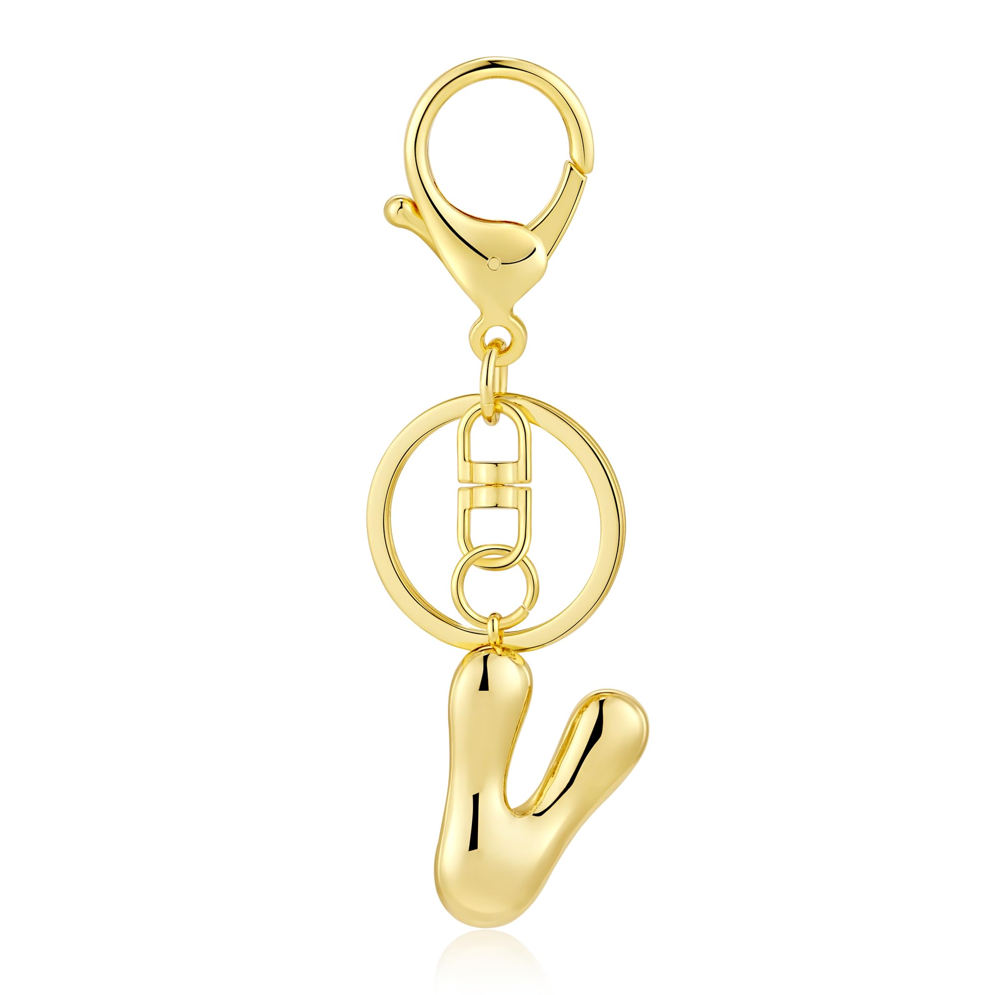 Kainier Gold Bubble Initial Keychain for Women Bag Charm Purse Key Alphabet Handbags Pendant Accessories Gift