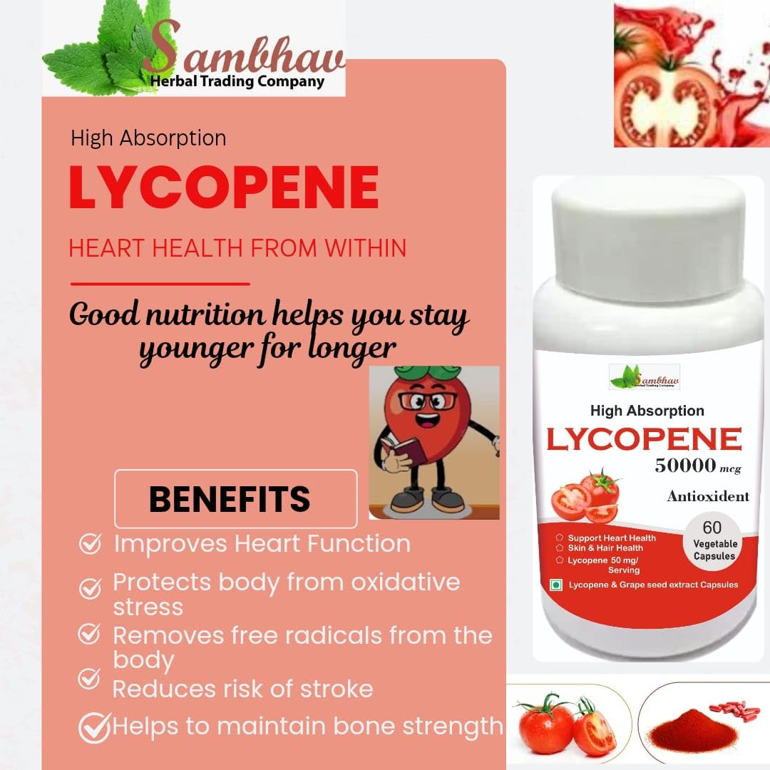 Sambhav Herbal Lycopene 50 mg β Antioxidant for Heart & General Health, 60 Capsules | Herbal Wellness Support. 3