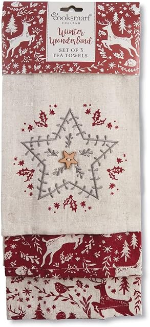 Cooksmart 1571 Winter Wonderland Pack of 3 Tea Towels