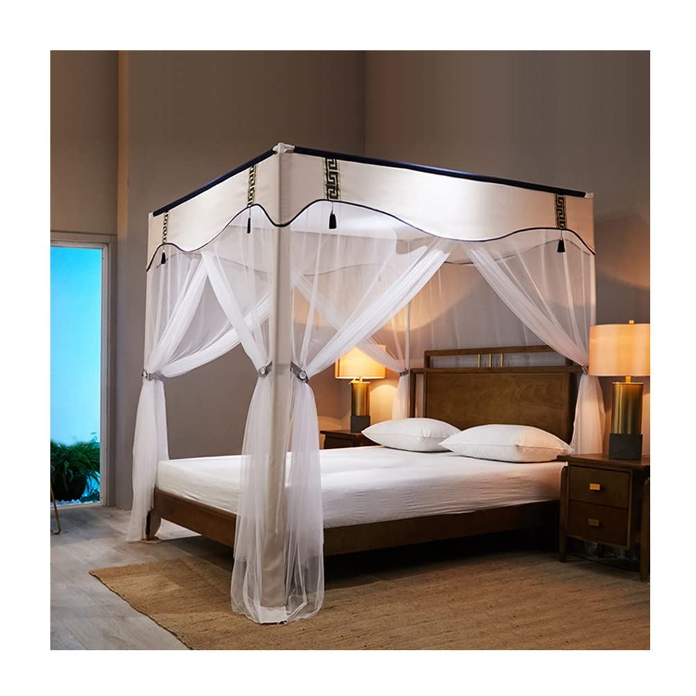 Moustiquaire de lit 180 x 220 cm avec support pour stopper les moustiques la nuit