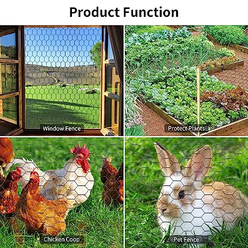 Image of Chicken Wire 15.7 in x 237 in Poultry Wire Netting Hexagonal Galvanized Mesh Garden Fence Barrier for Pet Rabbit Chicken Fencing with 100 Pcs Cable Zip Ties(PVC-Coated)