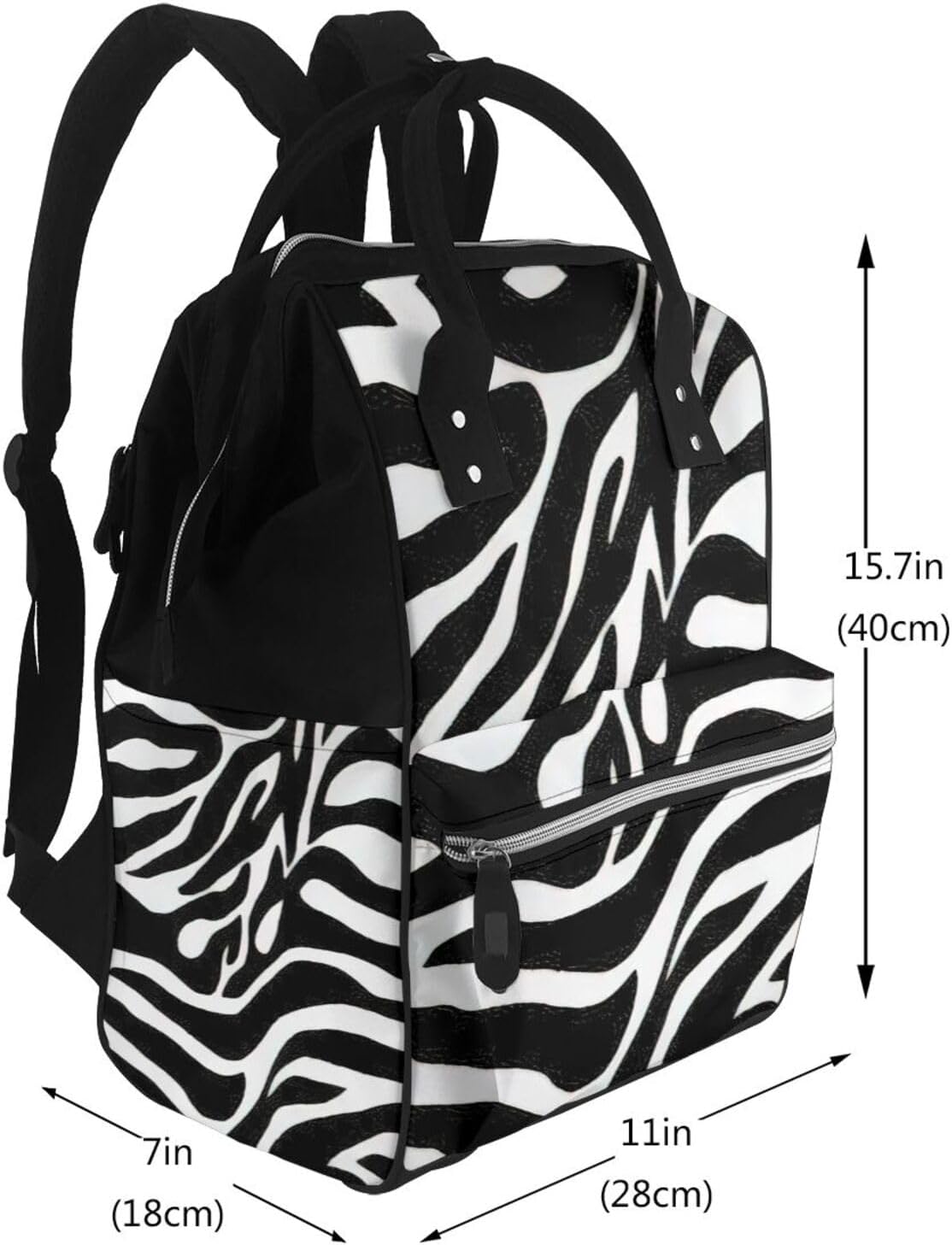 Elegant Zebra Print Print Mummy backpack Large, Waterproof,Adjustable Straps for Outdoor Activities