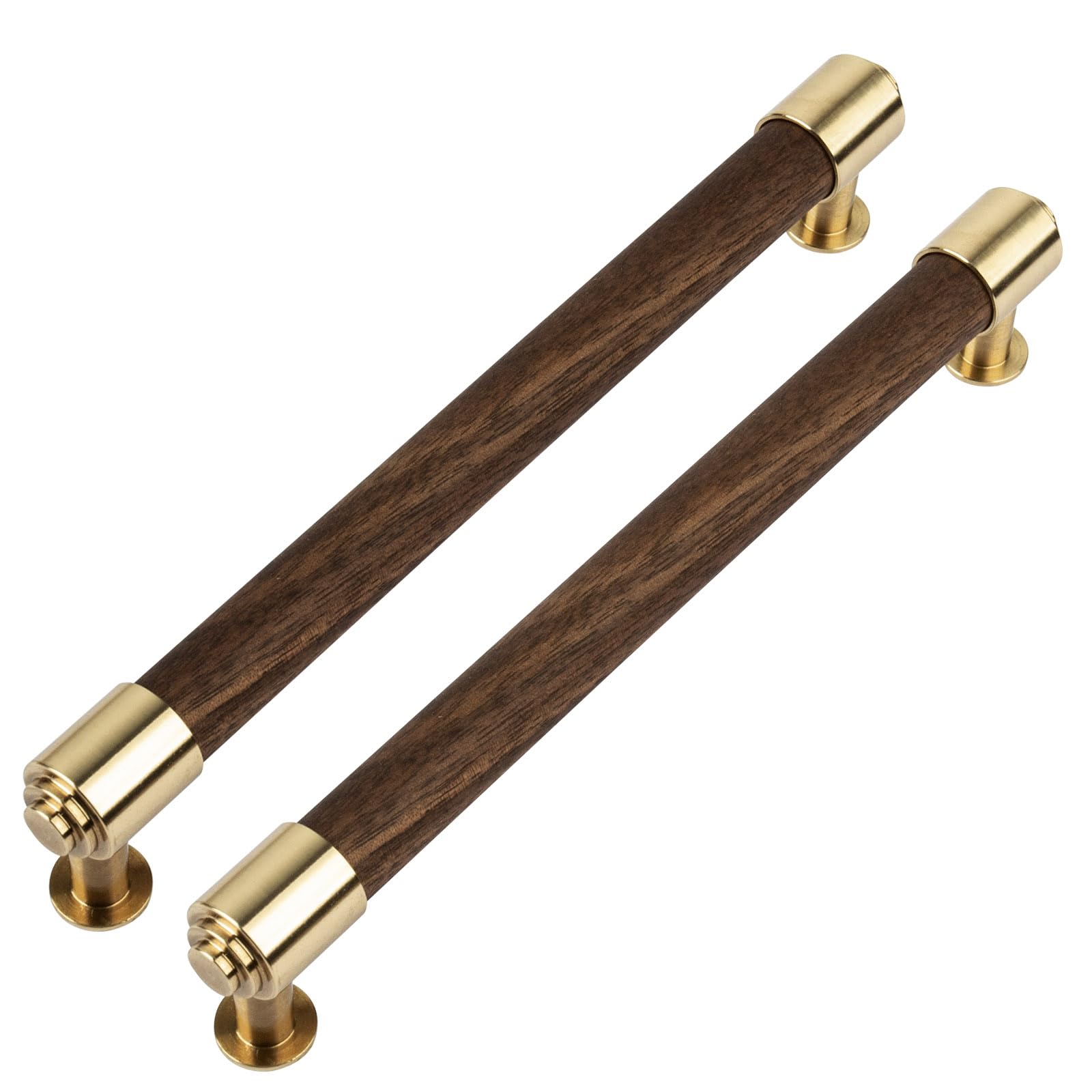 Poignées en laiton et hêtre marron foncé 160mm pour tiroir de cuisine