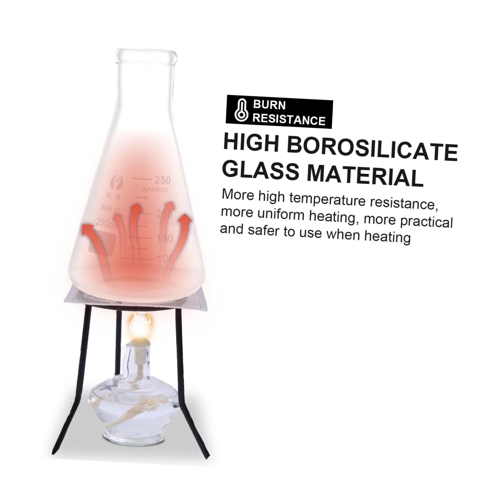 HEALEEP 4pcs Thickened Glass Conical Bottle Experiment Flask School Lab Tools Laboratory Glassware No Smell Safe