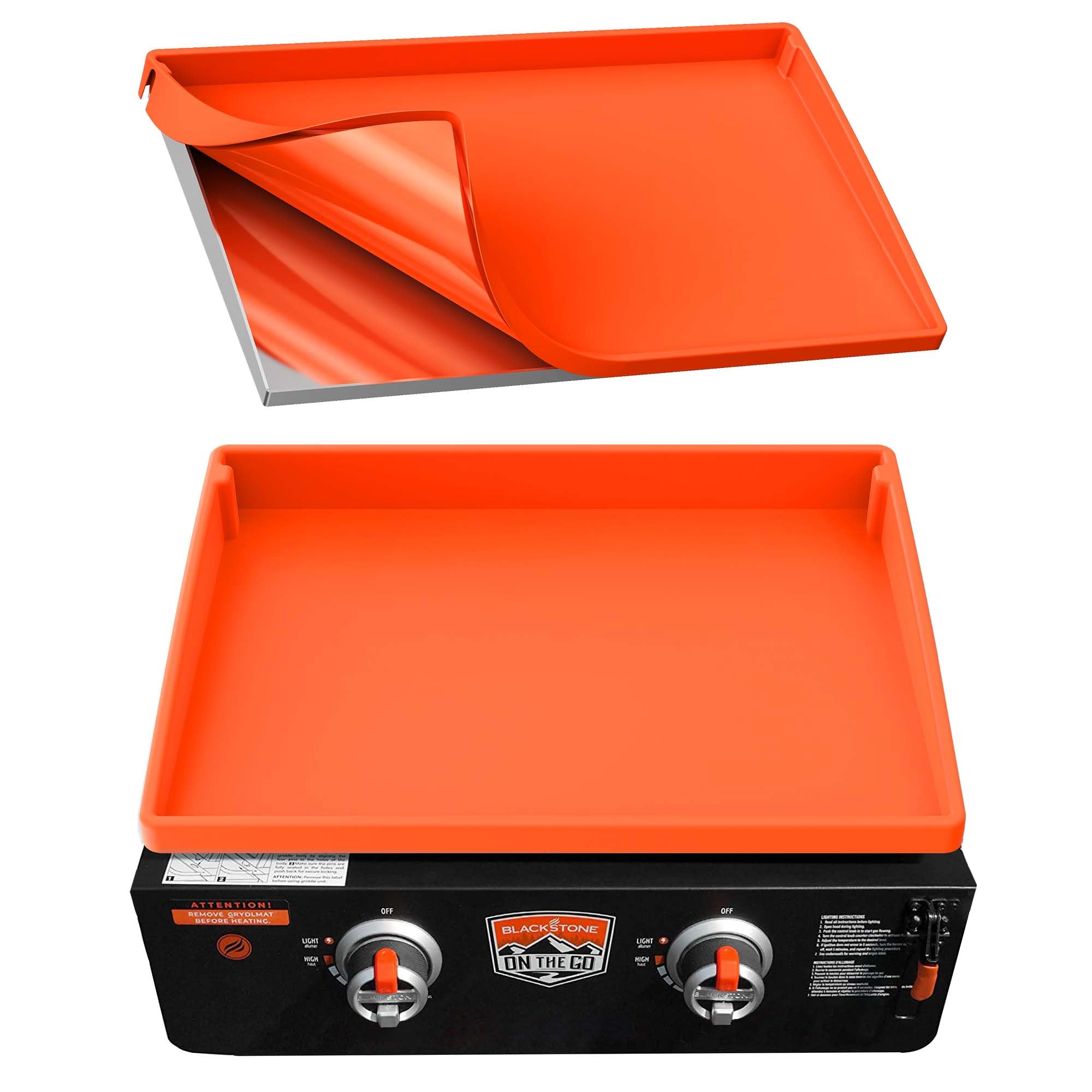 BANGIE 22" Silicone Griddle Mat for Blackstone Accessories - Anti-Warping & UV-Resistant Cover for Tabletop Portable Flat Top Grill, Blocks Condensation Rust (Orange)