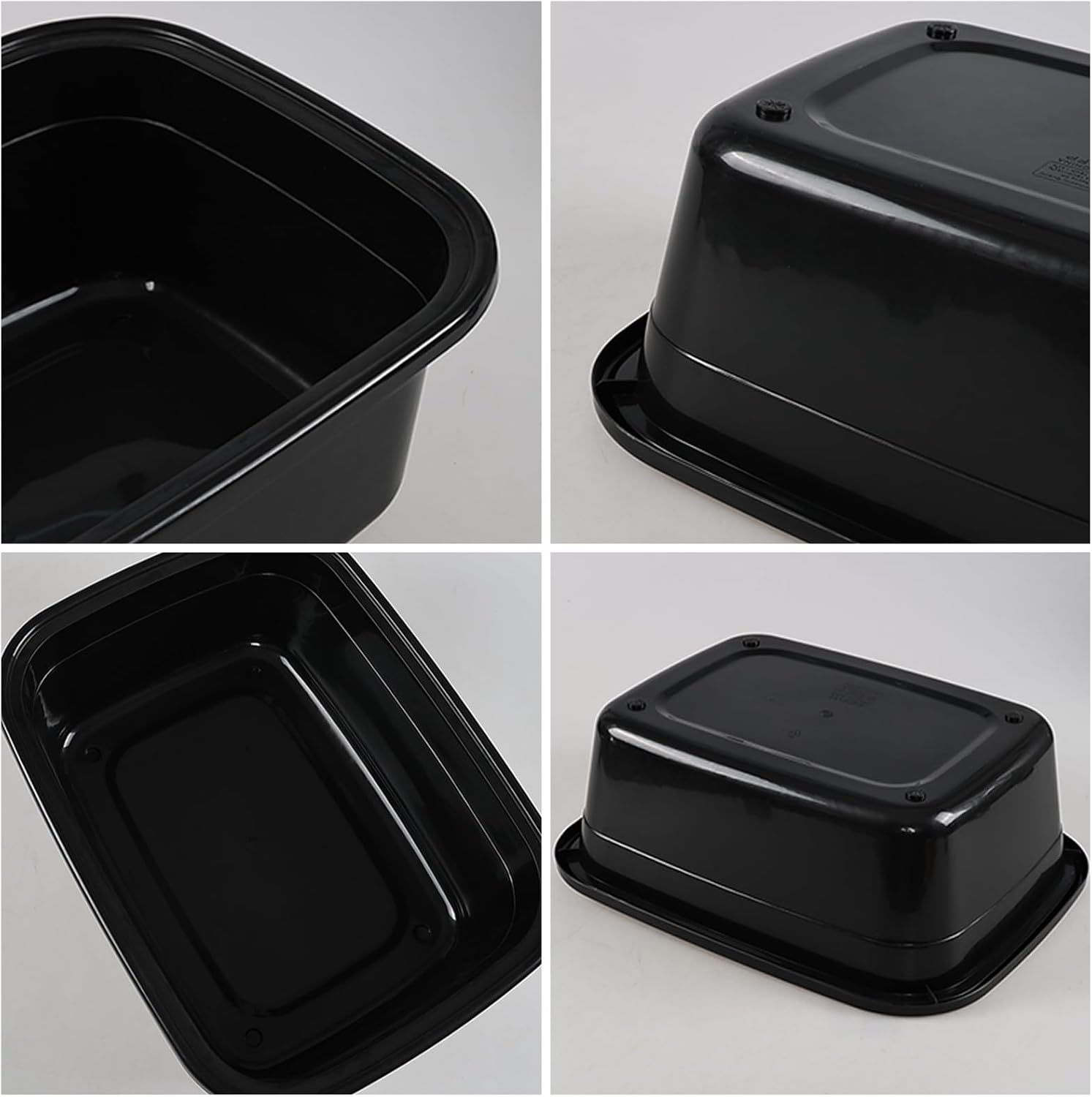 Saedy 2-Pack 18 Quart Plastic Kitchen Washing Basin, Rectangular Dishpan Wash Tub, Black