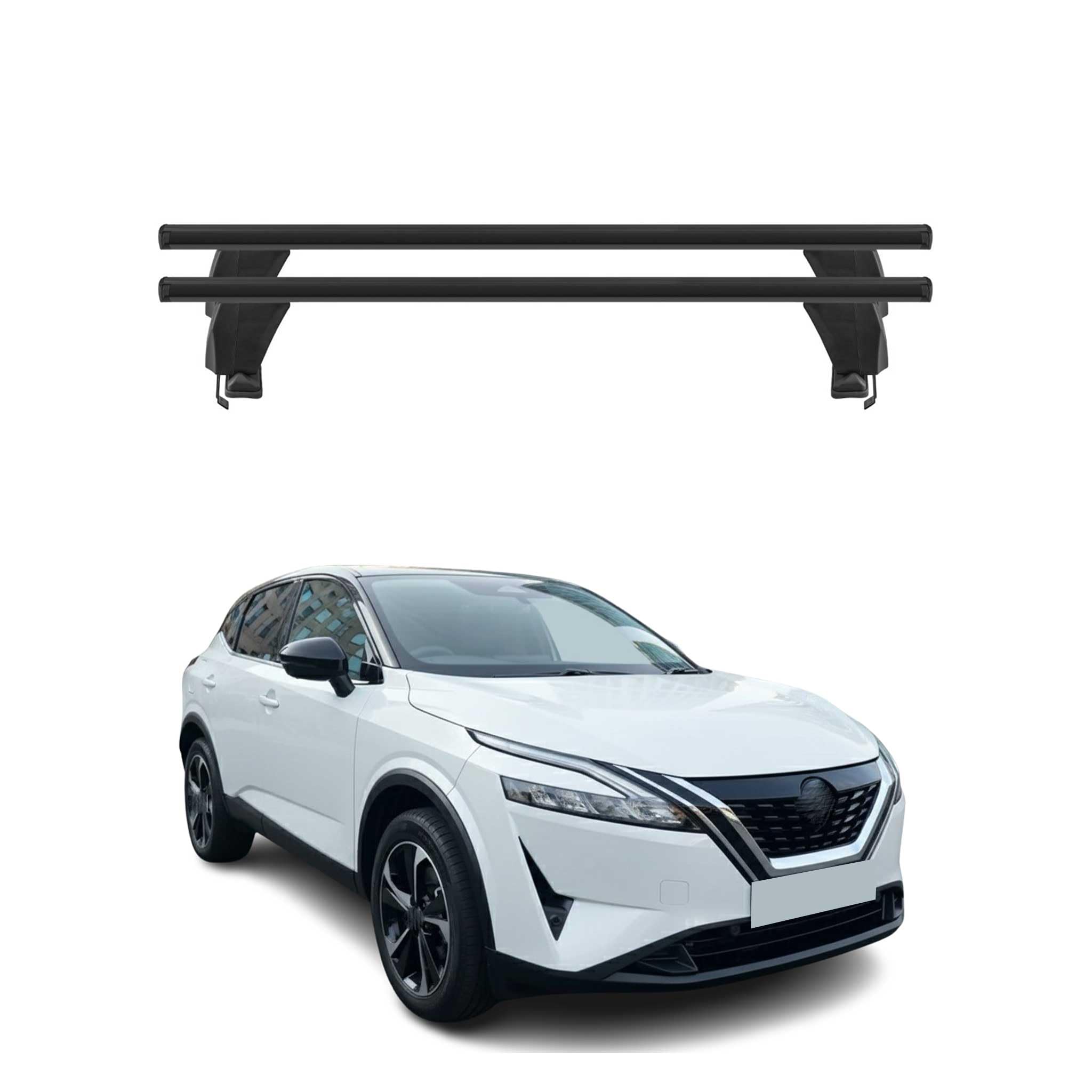 OMAC Poprzeczki aluminiowe do Nissan Qashqai J12 2021-2026 – Zamykane – Rowek T – City Crash Tested – Nośność 50 kg Czarny