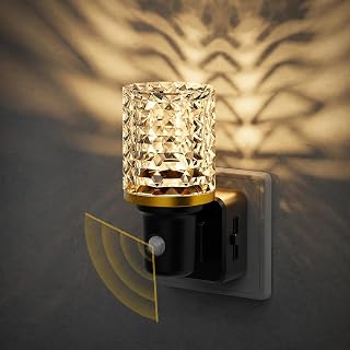 JandCase LED Night Light with Motion Detector Dusk Sensor Dimmable Night Light with Switch 0-100Lm 3000K Warm White Night Light for Kids Corridor Stairs, Kitchen