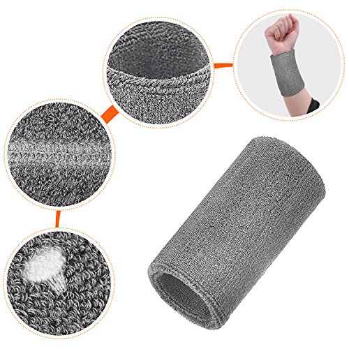 Image of WILLBOND 2 Pcs 6 Inch Wrist Sweatbands for Men and Women, Moisture Athletic Cotton Sweatband for Tennis, Basketball, Running