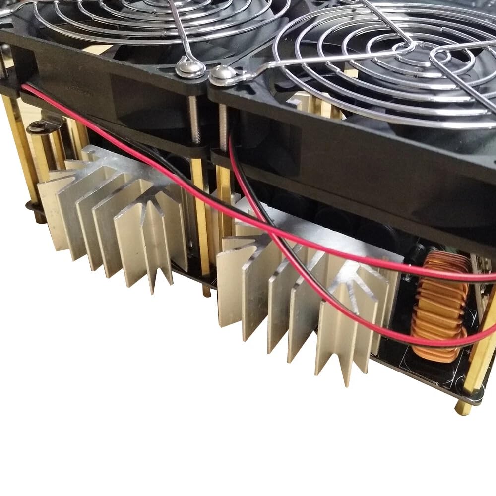 1800 W riscaldamento a induzione compatto 18 x 9 x 8 ZVS modulo di riscaldamento a induzione con doppia ventola di raffreddamento e dissipatore di calore in alluminio, potente riscaldamento a