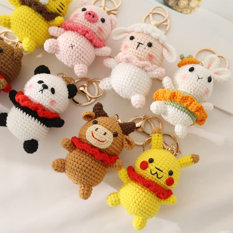 Handmade Wool Crochet Keychain, Chinese Zodiac Doll, Unique Gift (pig)