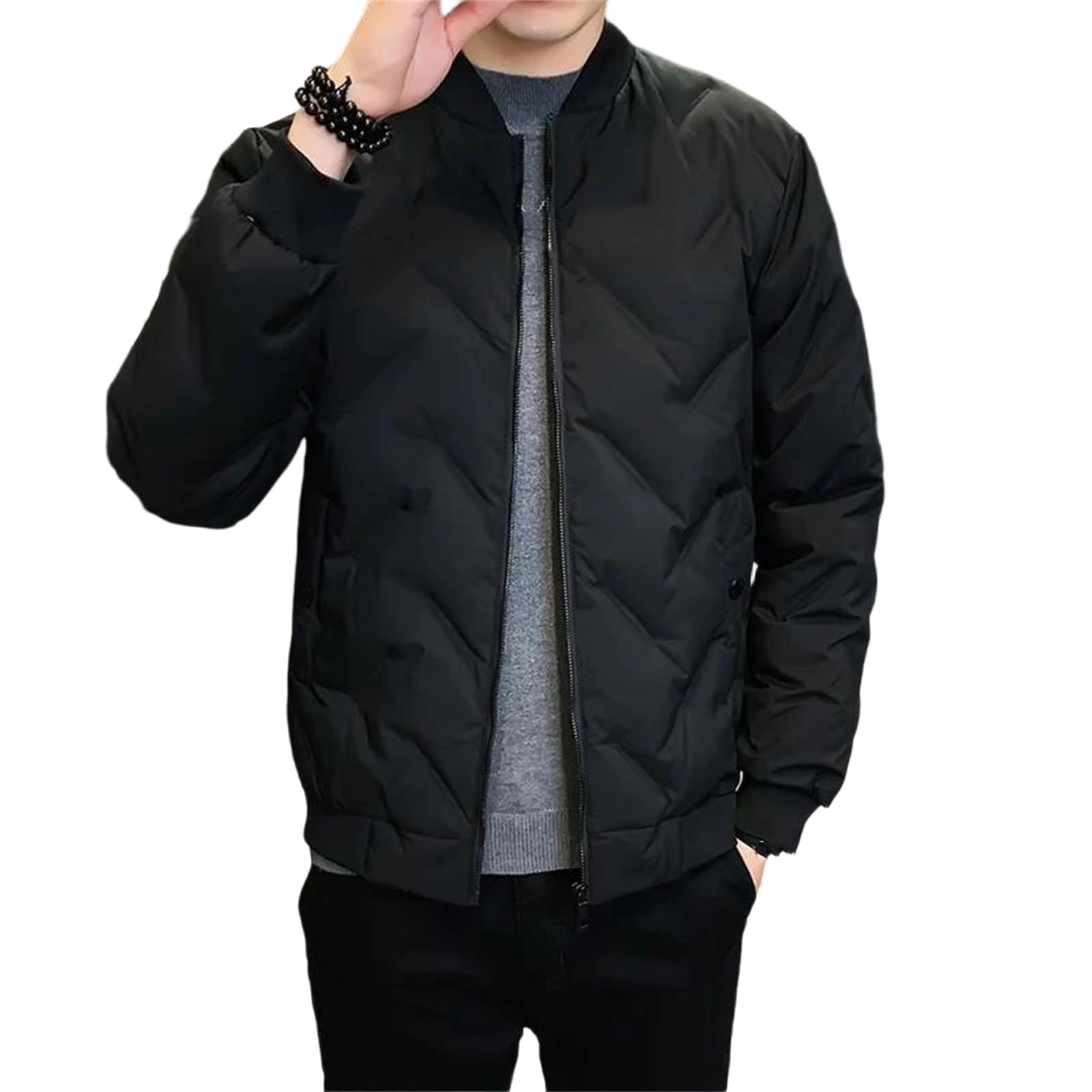 Veste de baseball d'hiver épaisse blouson matelassé coton chaud couleur unie