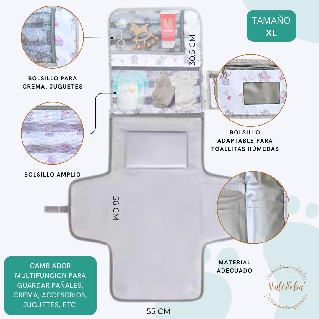 Mochila cambiador bebé portátil con bolsillos organizados - Cambia pañales rápido y limpio sin desorden - Ideal para salidas y paseos