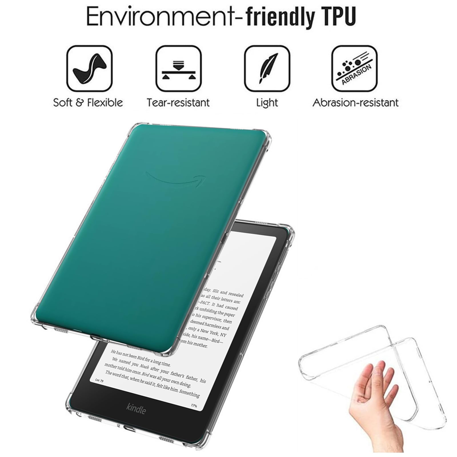 MEMELOKA Cover per Kindle Paperwhite 12th Generation 2024/Kindle Colorsoft Signature Edition 2024 7 Pollici + 2 Vetro Temperato, Cover Protezione in TPU Morbido Ultra-Sottile con Airbag