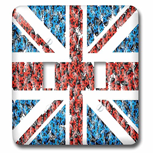 Double interrupteur à bascule 3dRose lsp_204301_2 drapeau britannique imprimé de coccinelles