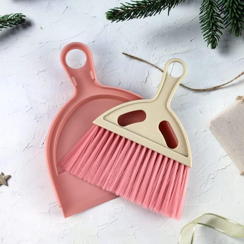 Miniatura 7 de SOUJOY Juego de 6 recogedores y cepillos pequeños, escoba batidora y bandeja para polvo con asa, escoba de limpieza pequeña para anidar, mini escoba