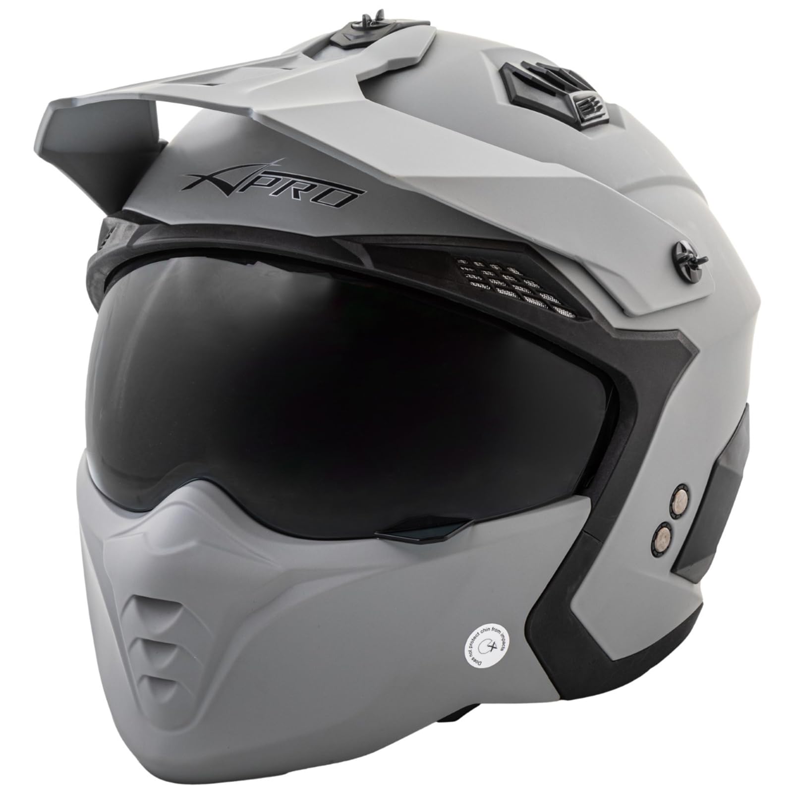 A-PRO SRL Casco Moto Jet Cafe Racer Omologato ECE 22-06 Parasole scooter Grigio Opaco XXL