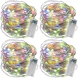 Nipach GmbH 4er Set Lichterkette Silberdraht 40 LED bunt Batterie Timer Weihnachten Weihnachtsdekoration Weihnachtsbaumkette Partydeko Leucht-Deko