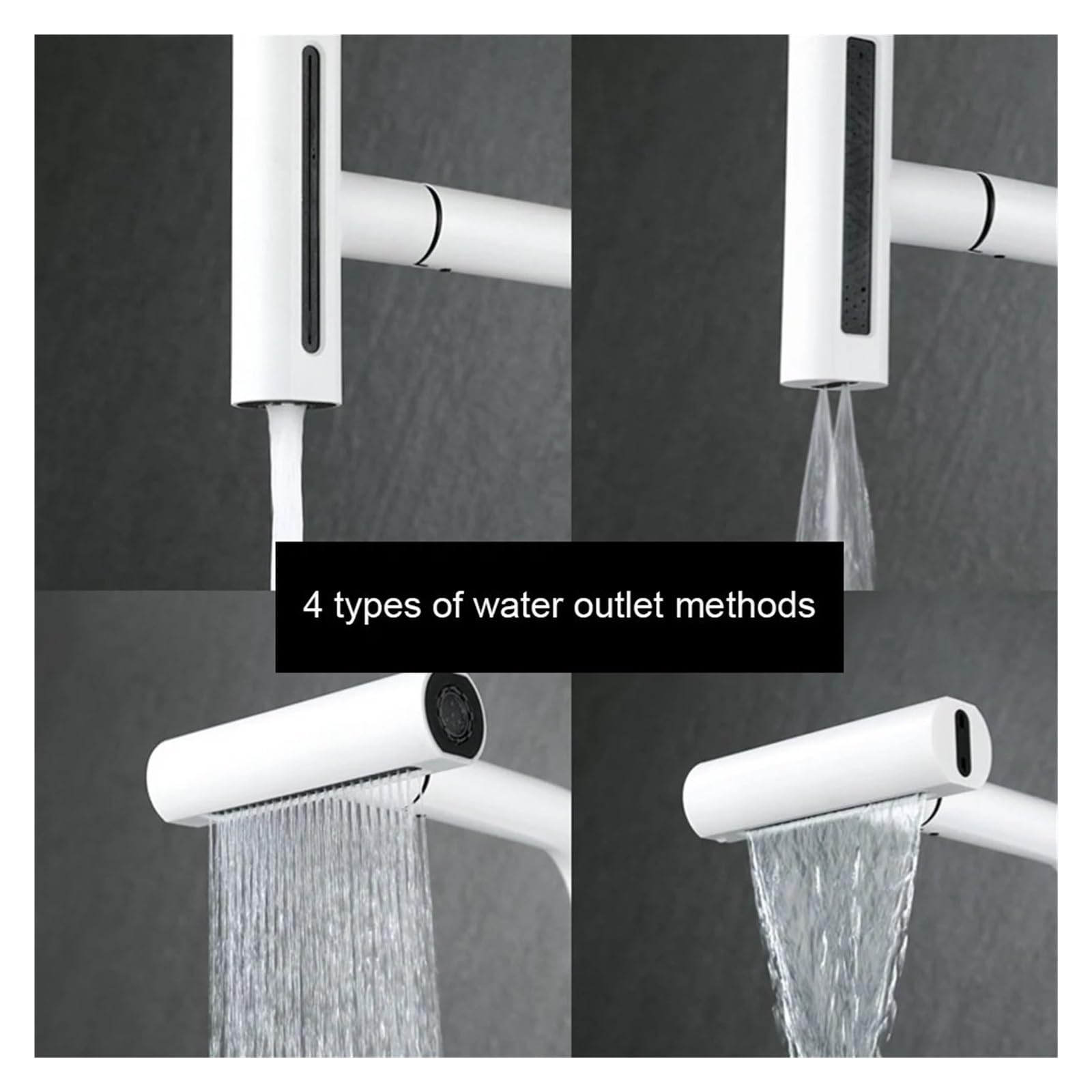 Küchenarmatur Mit Herausziehbarem Sprühkopf & Temperaturanzeige – Wasserfall-Funktion, 360° Drehbar, Höhenverstellbar, Grau, Für Waschbecken