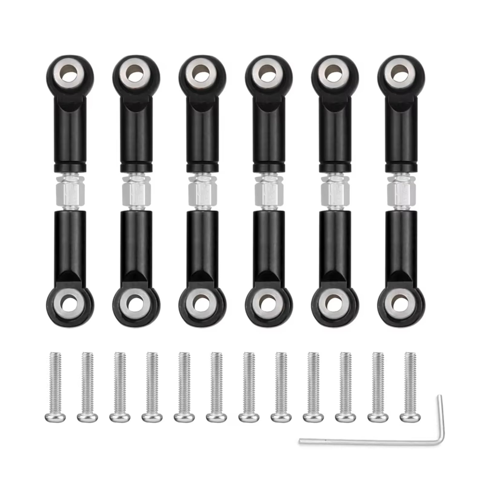 for Wltoys A949 A959 A969 A979 K929 1/18 6PCS Metal Linkage Pull Rod Front Rear Servo Link Tie Rod RC Car Upgrade Spare Parts RC Car Accessories(Black)