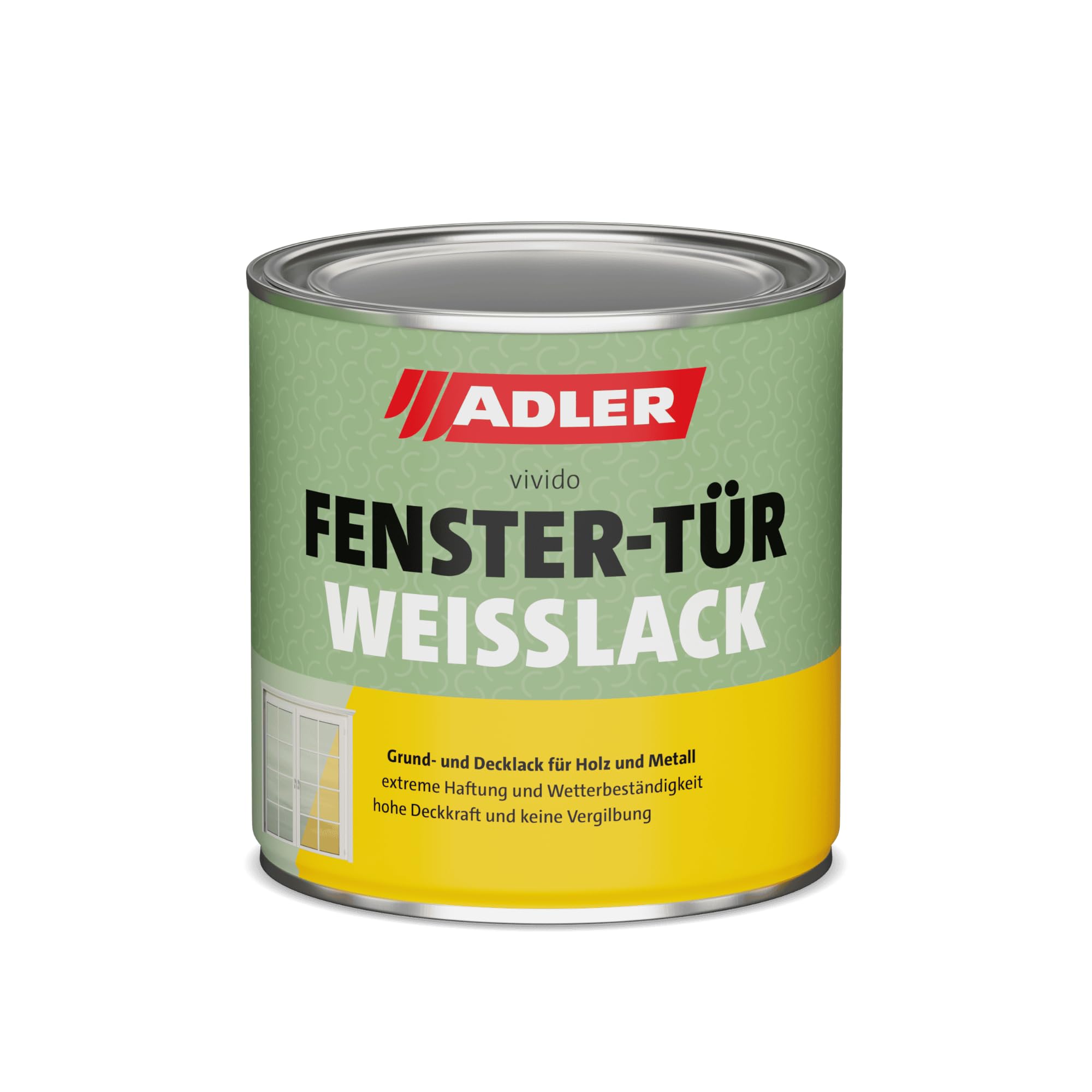ADLER Fenster- und Türenlack - Weißlack matt 2,5 Liter - Acryl Weisslack für Innen und Außen - Wetterfeste Grundierung und Lackfarbe für Holz, Metall & Kunststoff