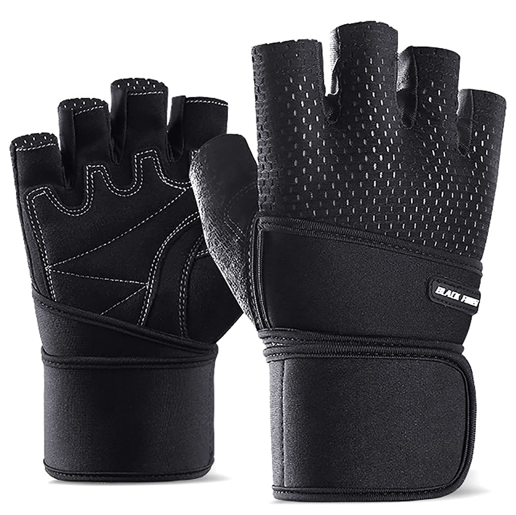 Workout Gloves Half Finger Protective Bike Gloves Cycling Gloves Weight Lifting Gloves with Wrist Warp-image-34