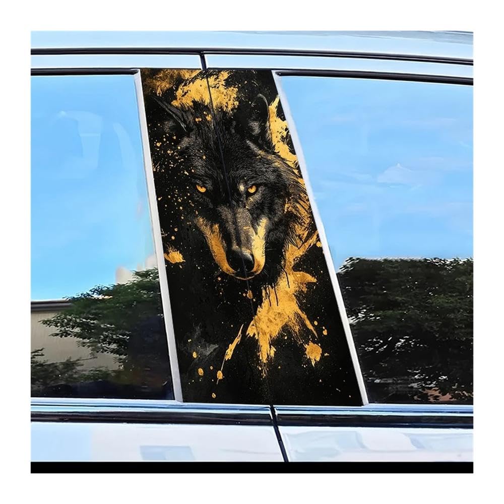 Car Parts 2 Car Center Pillar Stickers Wolf Head Scratch Protection