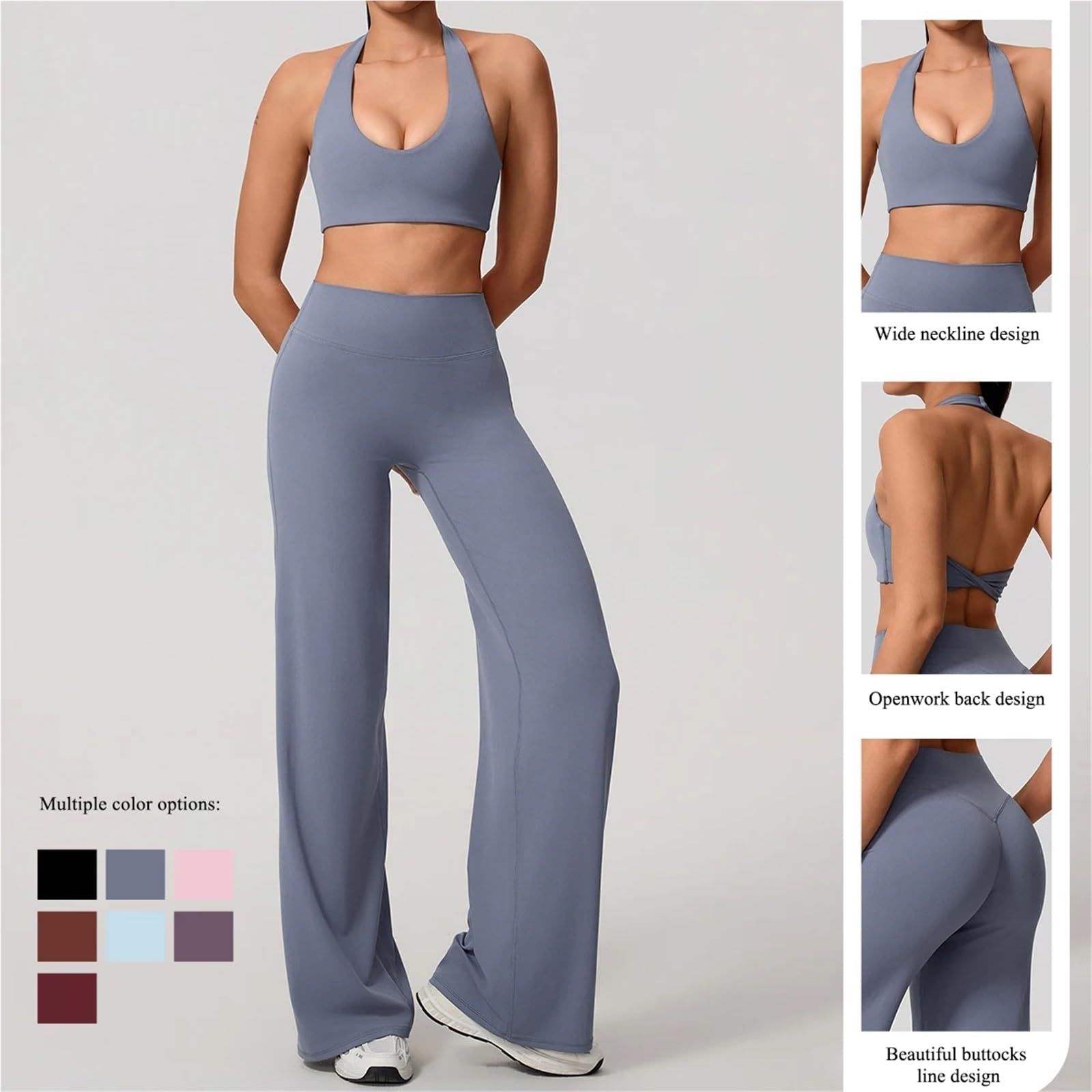 Completo Palestra Donna Set sportivo da donna ad asciugatura rapida 2 pezzi, reggiseno con scollo a U, senza maniche, top yoga in due for allenamento fitness