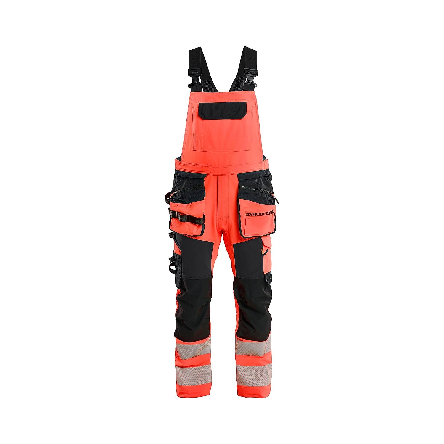 BLAKLADER Cotte de travail à bretelles stretch 4D haute visibilité 2626 Rouge/Noir 50C - Vêtements de travail