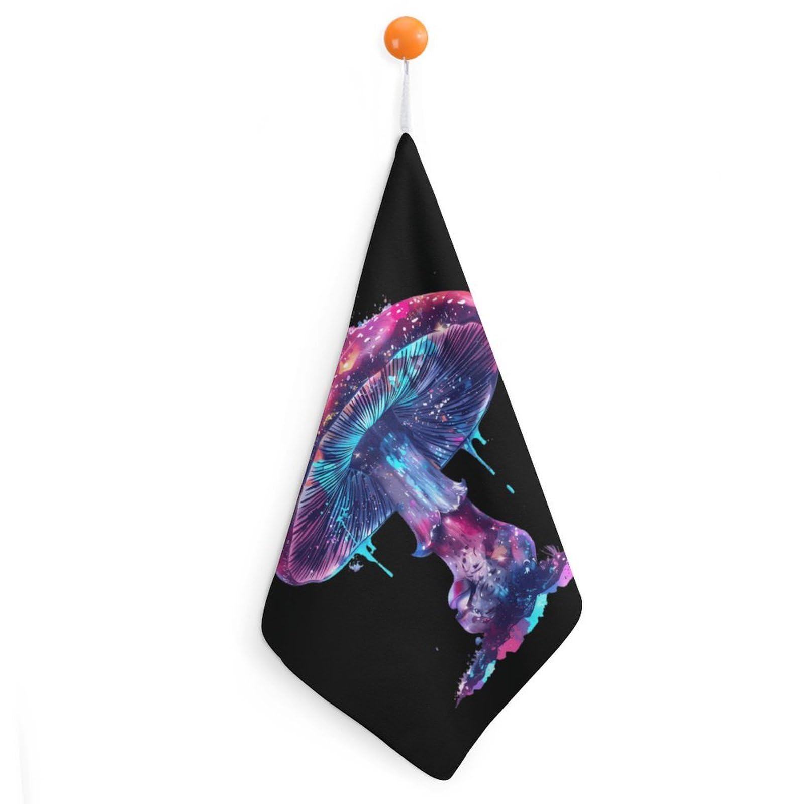 TXFBTRFSA Glowing Magic Mushroom Hand Towels with Hanging Loop Kitchen Towel Handkerchiefs Cleaning Cloths