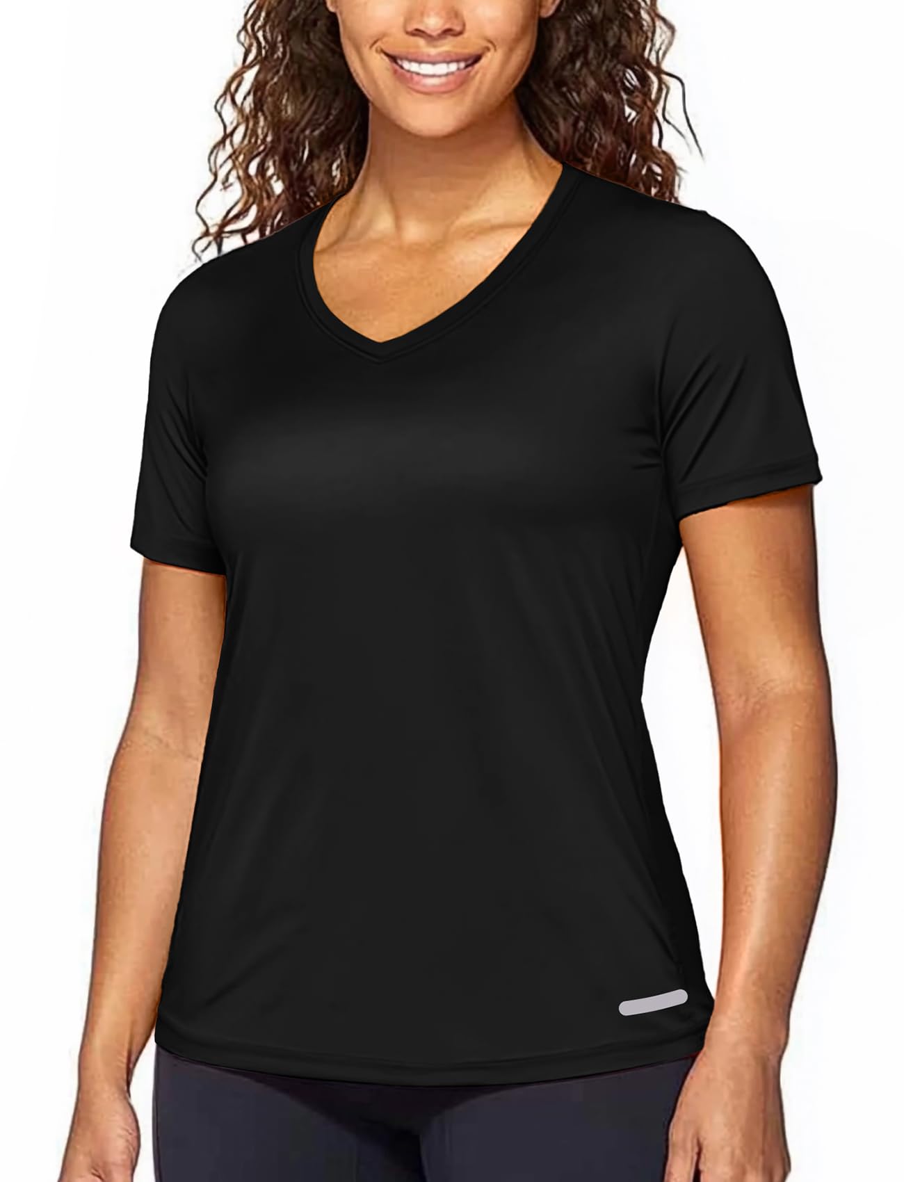 Zengjo Womens Running Shirts Quick Dry Short Sleeve Workout Yoga Tops V Neck Athletic Tees Sports Exercise Wicking T-Shirt