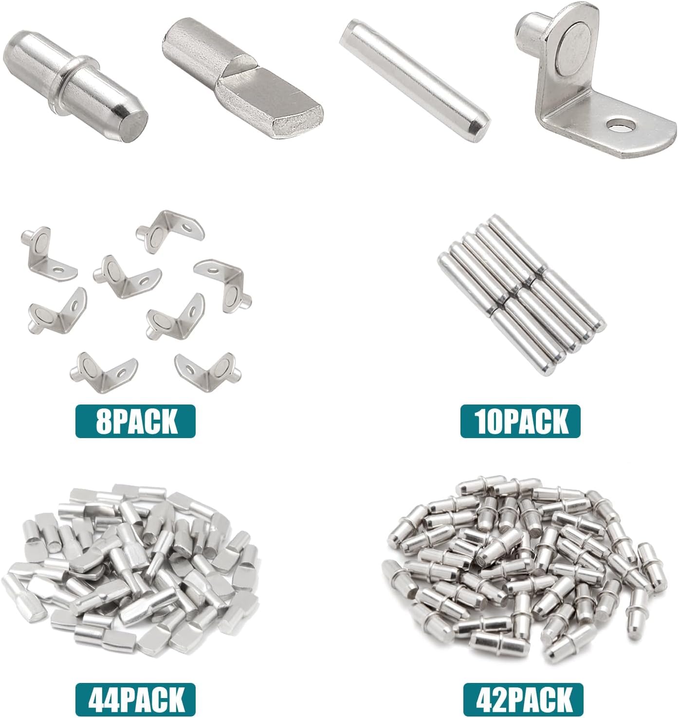 Soportes Para Estanterías De Acero - 120 Unidades, 4 Modelos, Diámetro 5 Mm, Para Muebles, Armarios Y Baldas
