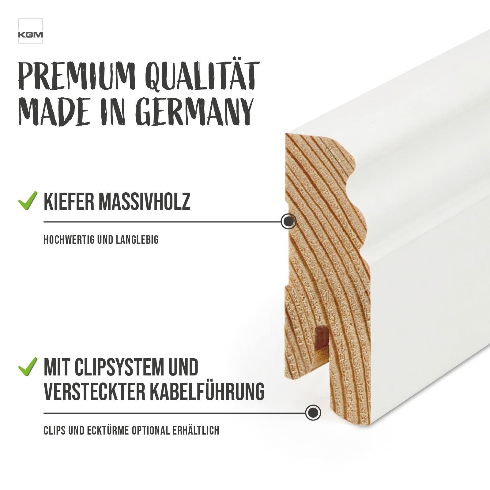 KGM Listwa Berliner sosna - Biały RAL 9010-2400 x 18 x 58 mm - 10 szt.