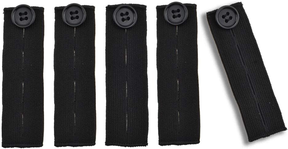 Hahiyo Elastic Waist Extenders 89x25.2mm Denim Adjustable Button Buckle Not Press and Irritate Skin Laid Flat Flexible Easy to Hide for Waistband Pregnant Clothes Jeans Pants Driving Assorted 5pieces