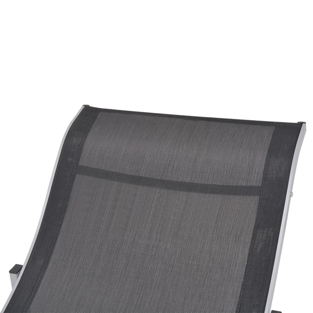 VidaXL 2 Lettini Pieghevoli Da Esterno In Alluminio E Textilene – Sdraio Prendisole Per Giardino, Piscina E Terrazzo – Design Moderno E Robusto (Nero/Grigio)
