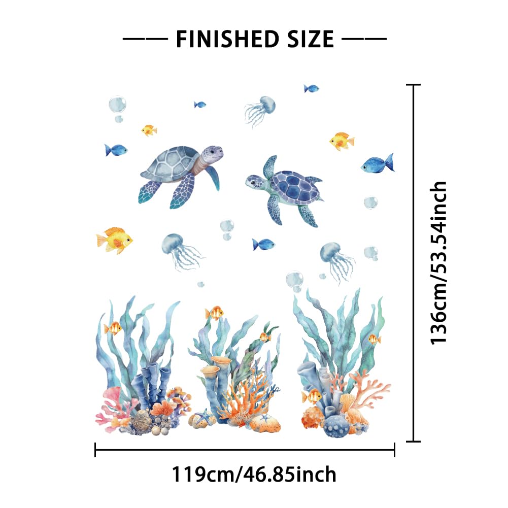 GOMAKERER 3 Sheets Sea Turtle Wall Decals - Image 3