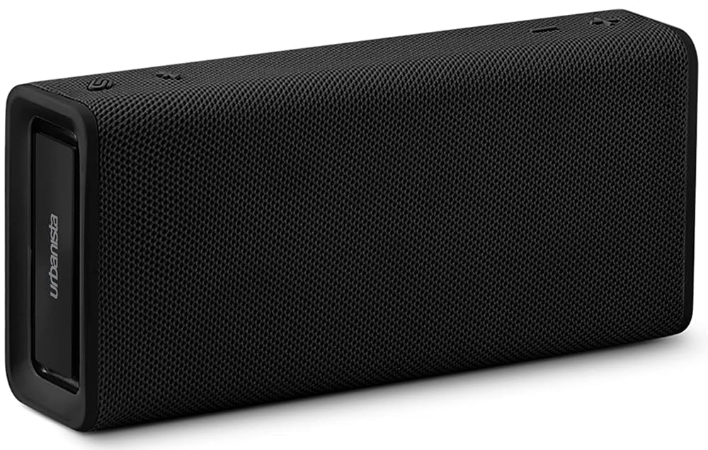 Urbanista Brisbane Plus głośnik Bluetooth 5.3, przenośny głośnik bezprzewodowy z drugim systemem parowania do odtwarzania stereo, czas odtwarzania 60 h, wodoodporność IPX5, ładowanie USB C, czarny