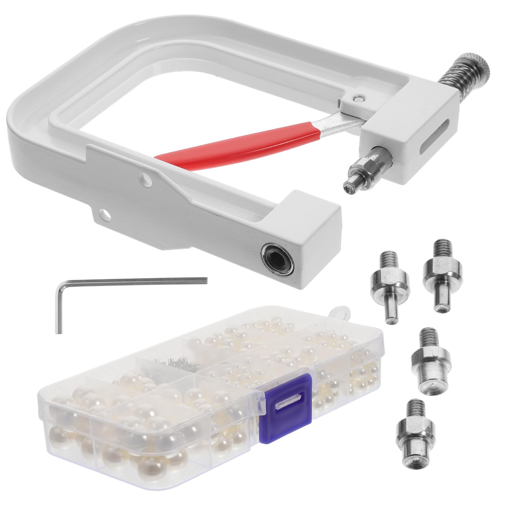 DOITOOL 1Set Pearl Beading Machine with Molds Pearl Rivets for Clothing Accessories Hand Press Tool for Hats Shoes Bags