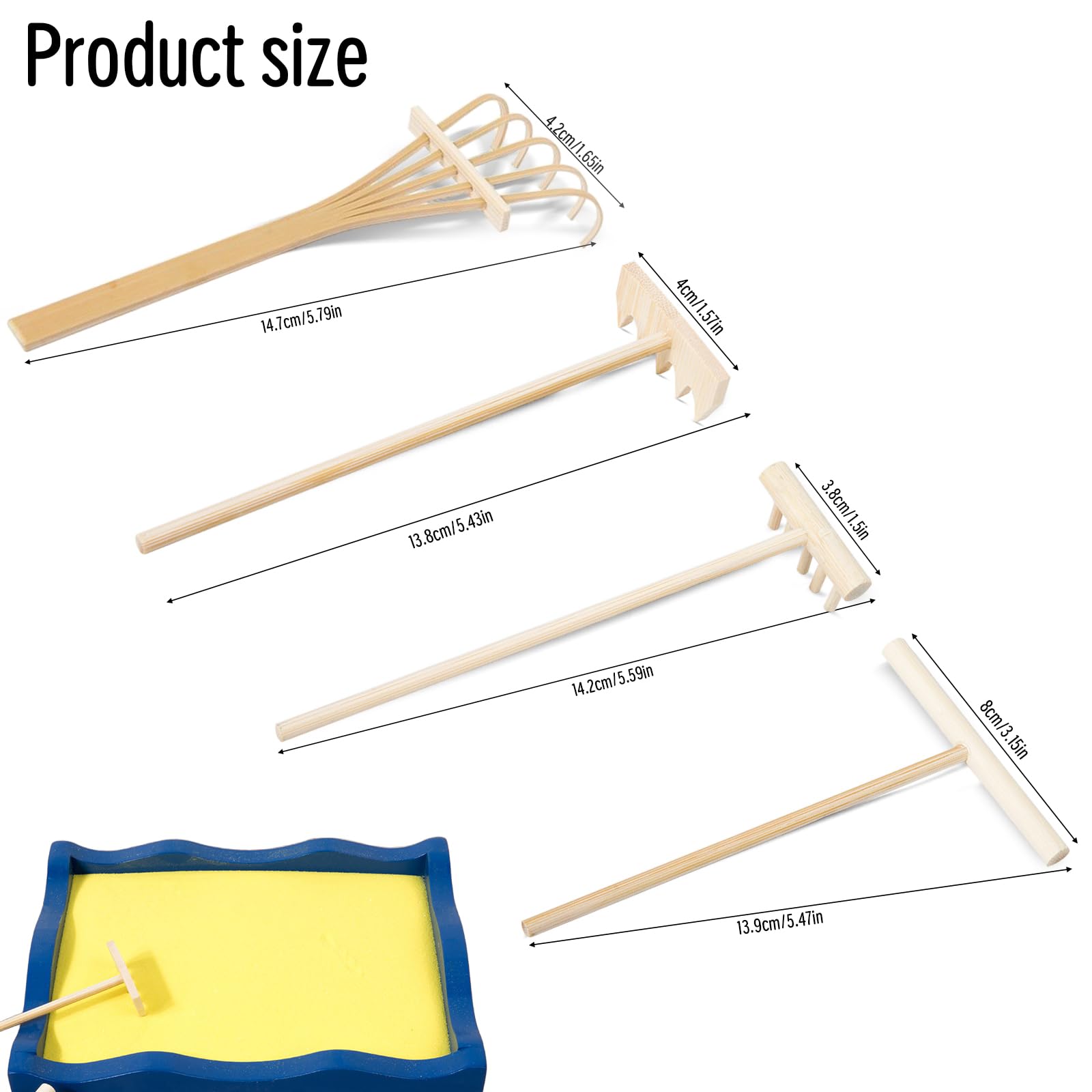 2 Sets Mini Zen Gartenwerkzeuge – Sandrechen, 6-teilig, Für Tischdekoration & Entspannung