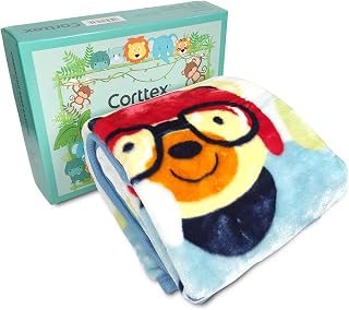 Cobertor Baby Raschel Corttex Antialérgico Caixa Presente Chá de Bebê - Manta Berço Microfibra Infantil 90 x 110 (Azul Avião Menino)