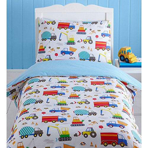 Harwood Textiles Bright Trucks Junior/Toddler Duvet Cover and Pillowcase Set