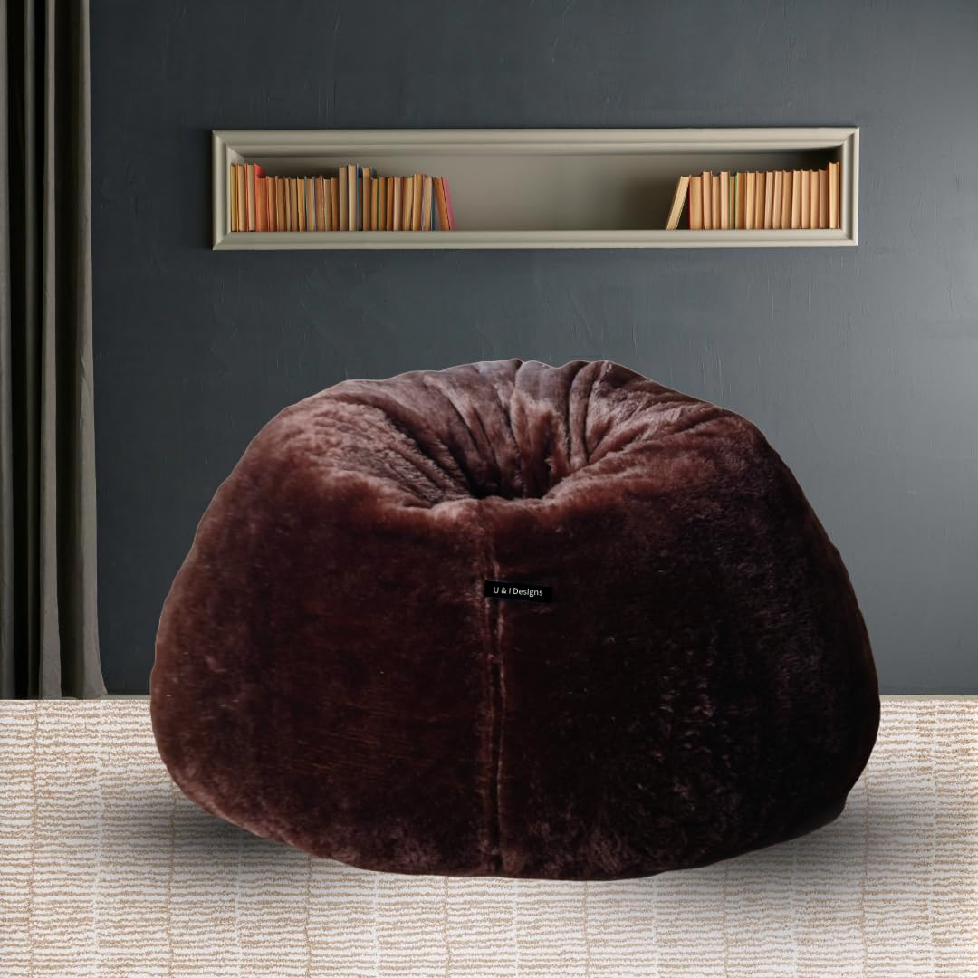 Bean Bag Fur Bean Bags XXXL Size Jumbo Bean Bag Premium Long Fur bin Bag (Bean Bag Cover Without Beans) (Brown)-image-28